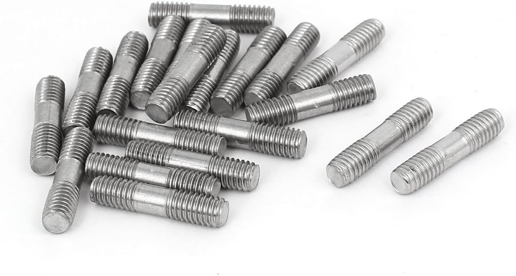 M6x25mm 304 Stainless Steel Double End Threaded Stud Screw Bolt 20pcs