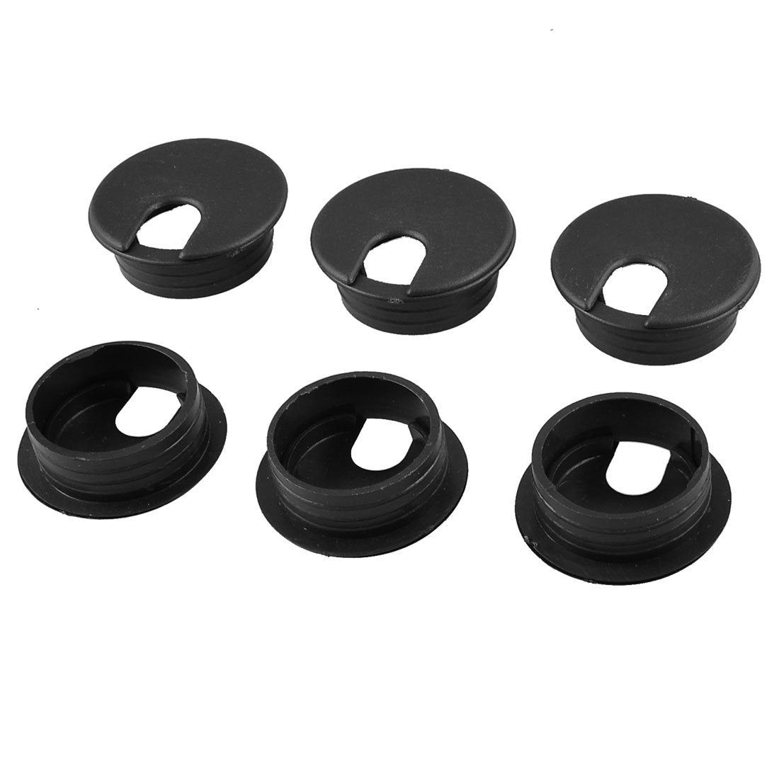 35mm Desk Grommet Black(6 Pack), Wire Cable Hole Cover Plastic Cable Organizers for Office PC Computer Desk Cord Management