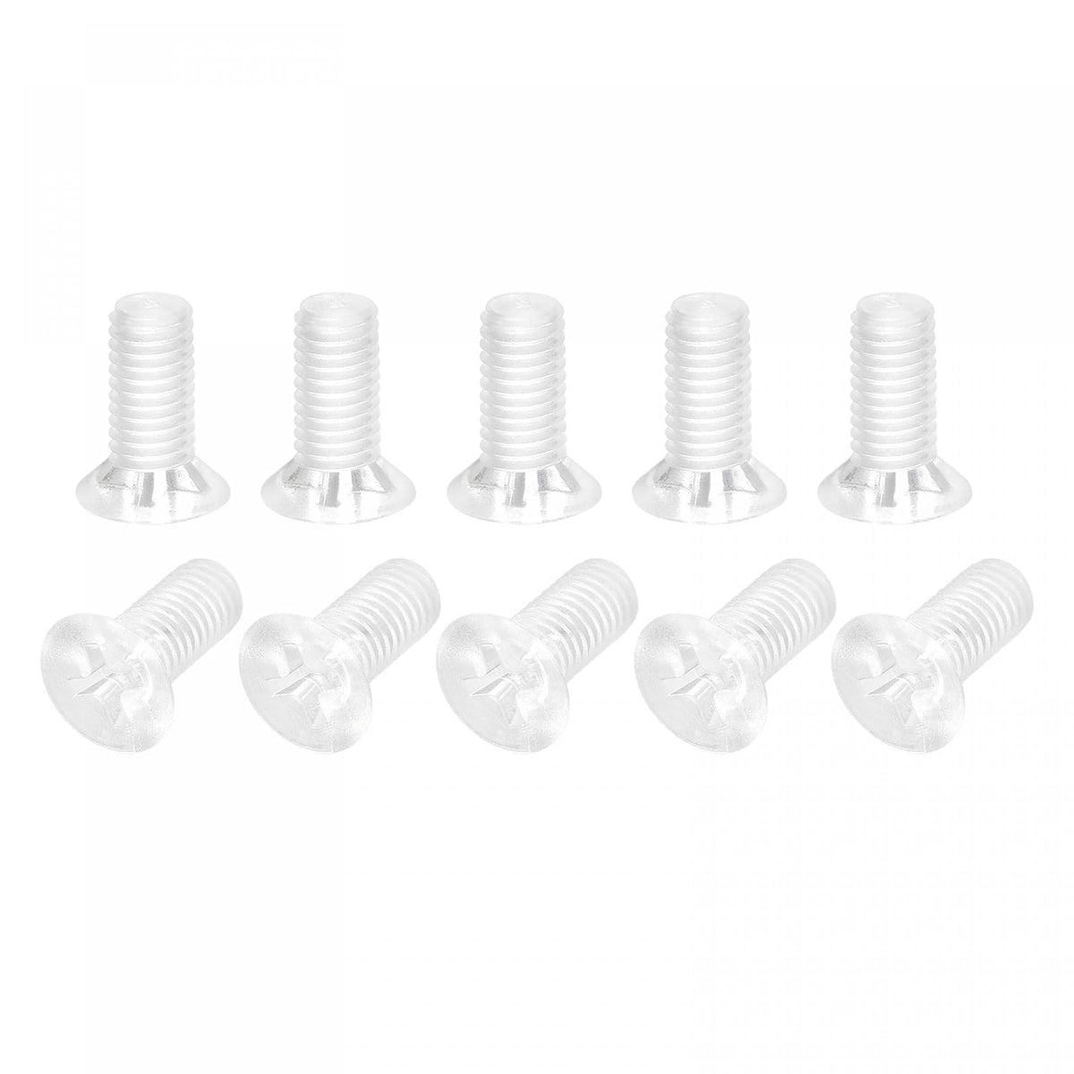 M5 x 12mm Plastic Phillips Machine Screws, PC Flat Head Machine Bolts Transparent 25pcs