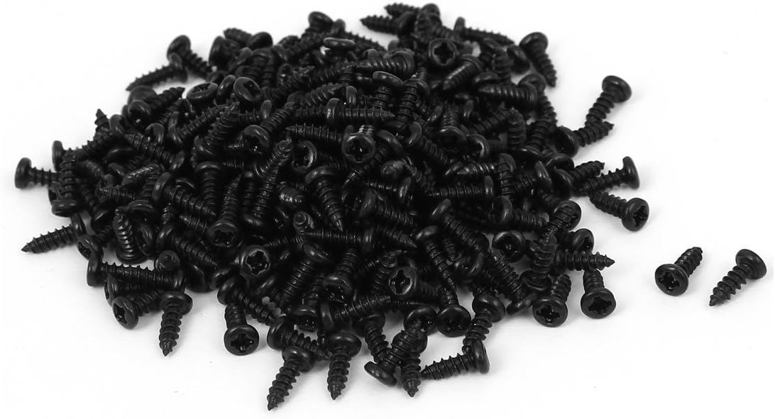 2mm x 6mm Male Thread Phillips Round Head Metal Self Tapping Screw Black 300 Pcs