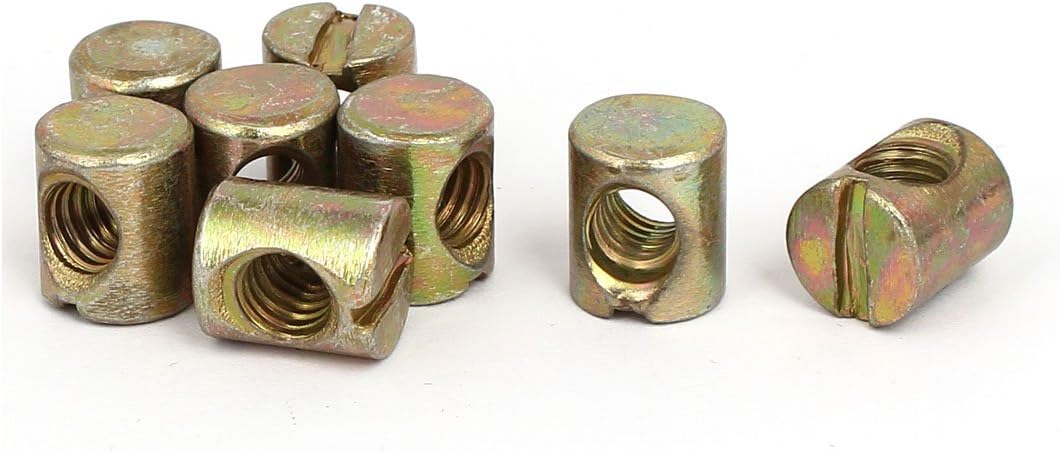 6mm X 12mm Cross Dowel Slotted Metal Barrel Nuts 8PCS for Furniture Bed Chair