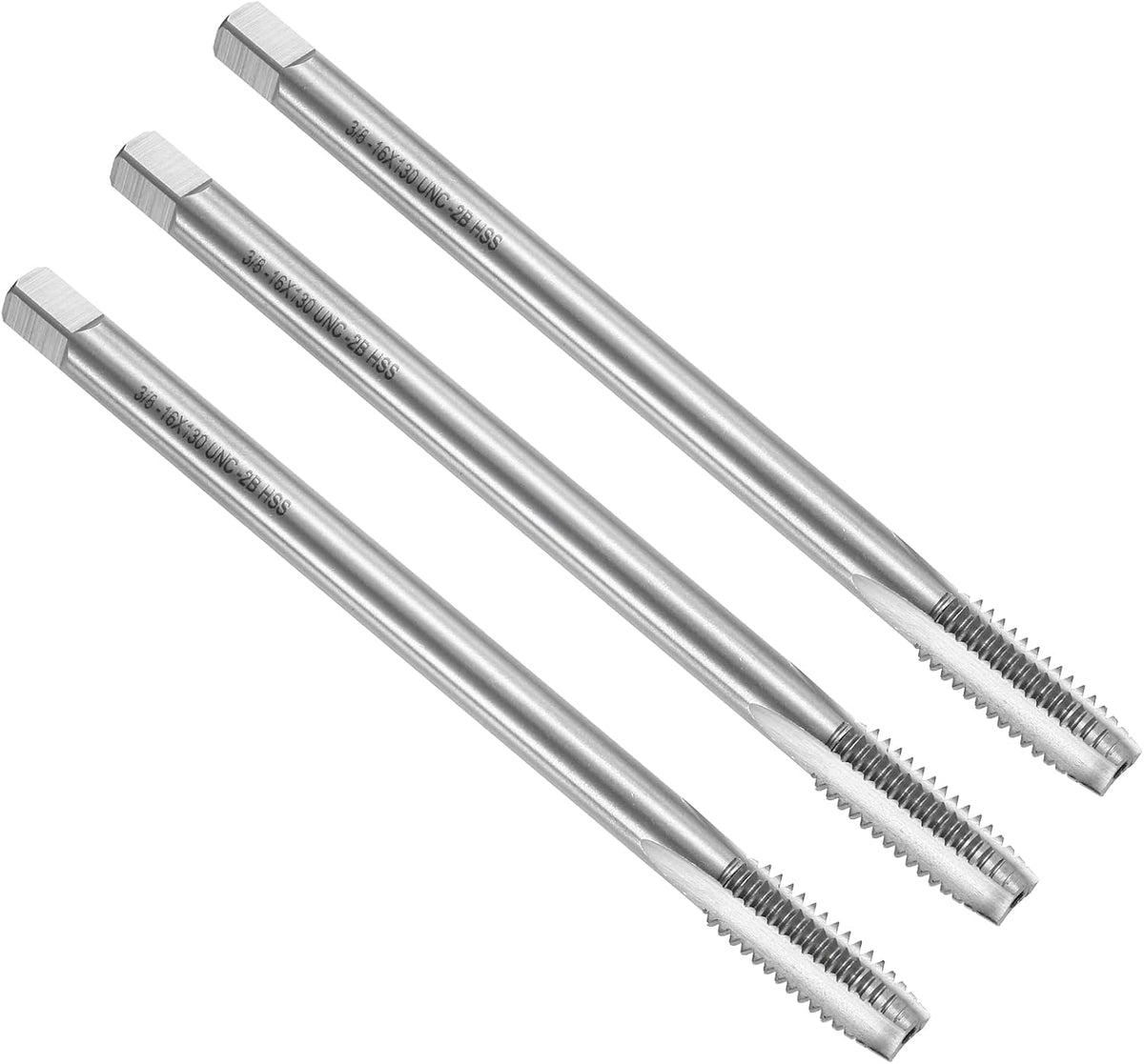 3pcs Straight Flute Screw Taps 3/8-16 UNC 2B Thread 5" Extra Long HSS6542 Machine Threading Milling Tap Tapping Tools