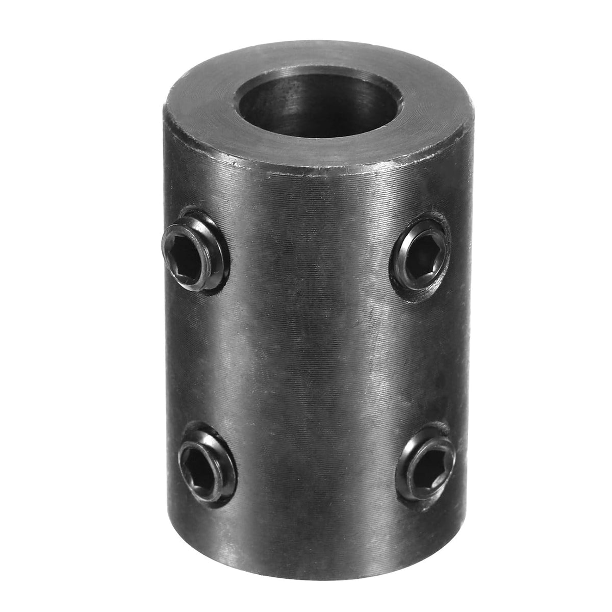 Shaft Coupling 1/2" Bore, 1" OD, 1-1/2" Length, Black Oxide Plated Steel Rigid Coupling, Motor Wheel Coupler, (4 Set Screws)