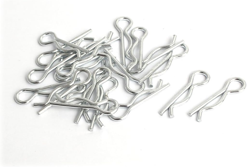 1.6mm x 28mm R Pins Spring Cotter Clip Hardware Silver Tone 20 Pcs