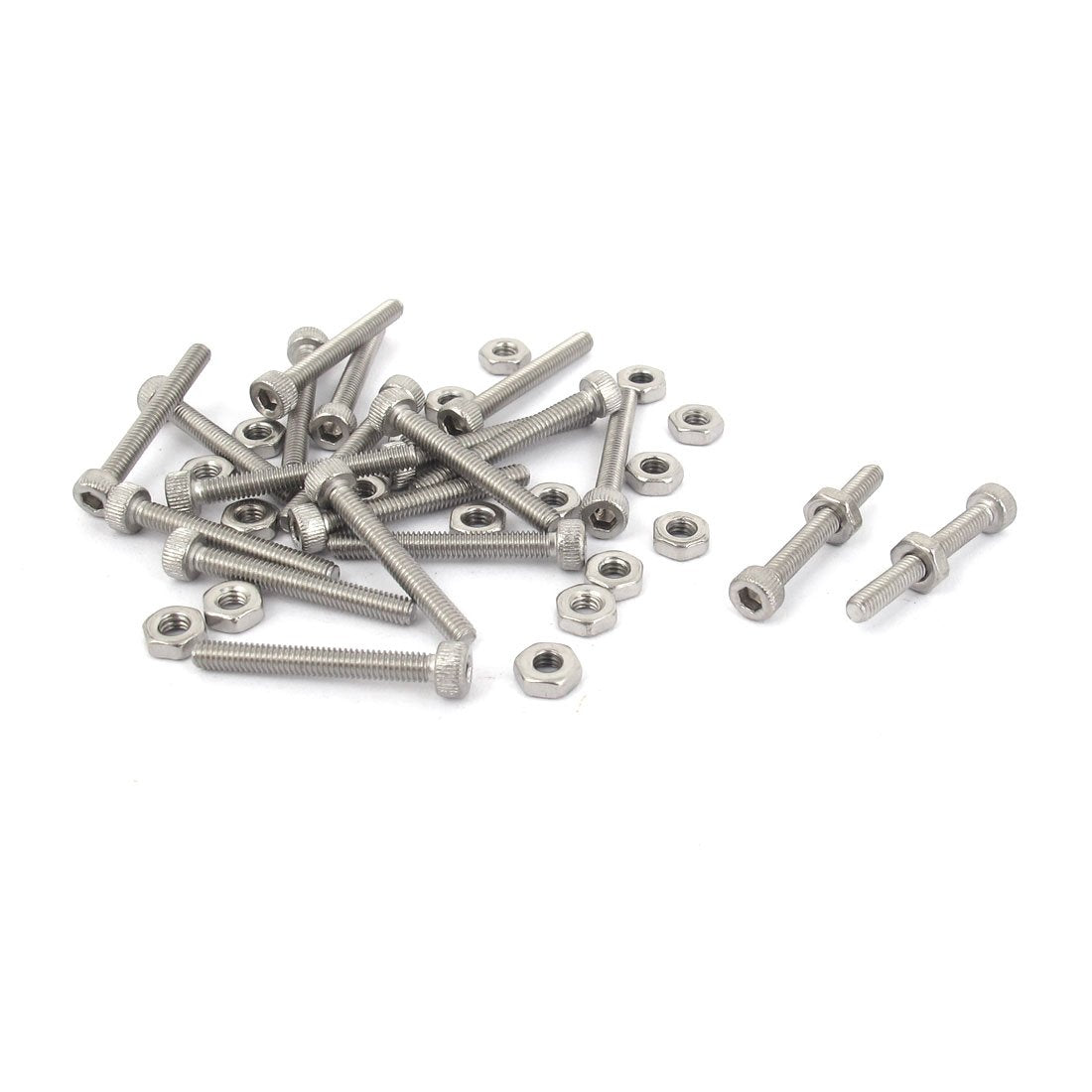 M2.5x20mm Hex Socket Head Knurled Cap Screws Bolts Nuts Set 20Pcs