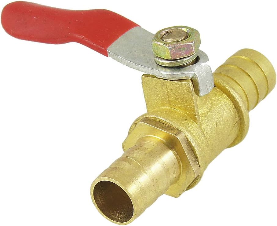 Ball Valve Shut-off Valve, 10mm Hose Barb to 10mm Hose Barb, Compressor Accessory, 180 Degree Operation Handle, Metal Valve, Pack of 1
