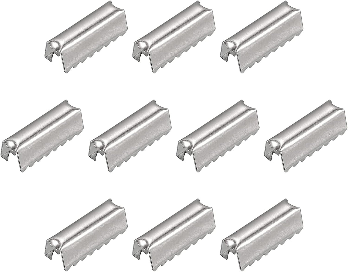 Fold Over Crimp End Caps, 200Pcs 12mm x 3.5mm Ribbon Crimp End Fasteners for Leather Decoration DIY Accessories, Silver Tone