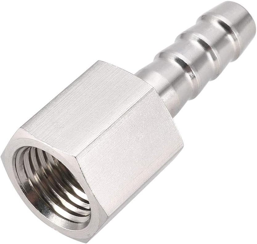 Stainless Steel Barb Hose Fitting Connector Adapter 8mm Barbed X PT1/4 Female Pipe 1Pcs