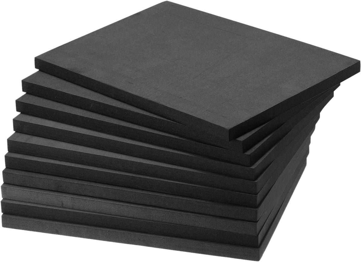 EVA Foam Sheets Black 9.6 Inch x 9.6 Inch 10mm Thickness for Crafts DIY Pack of 10