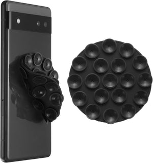 5 Pack Double-Sided Suction Phone Case Mount, 2.76" Round Silicone Suction Phone Grip Hands-Free Removable Grip Holder for Cellphone Selfie and Video, Black