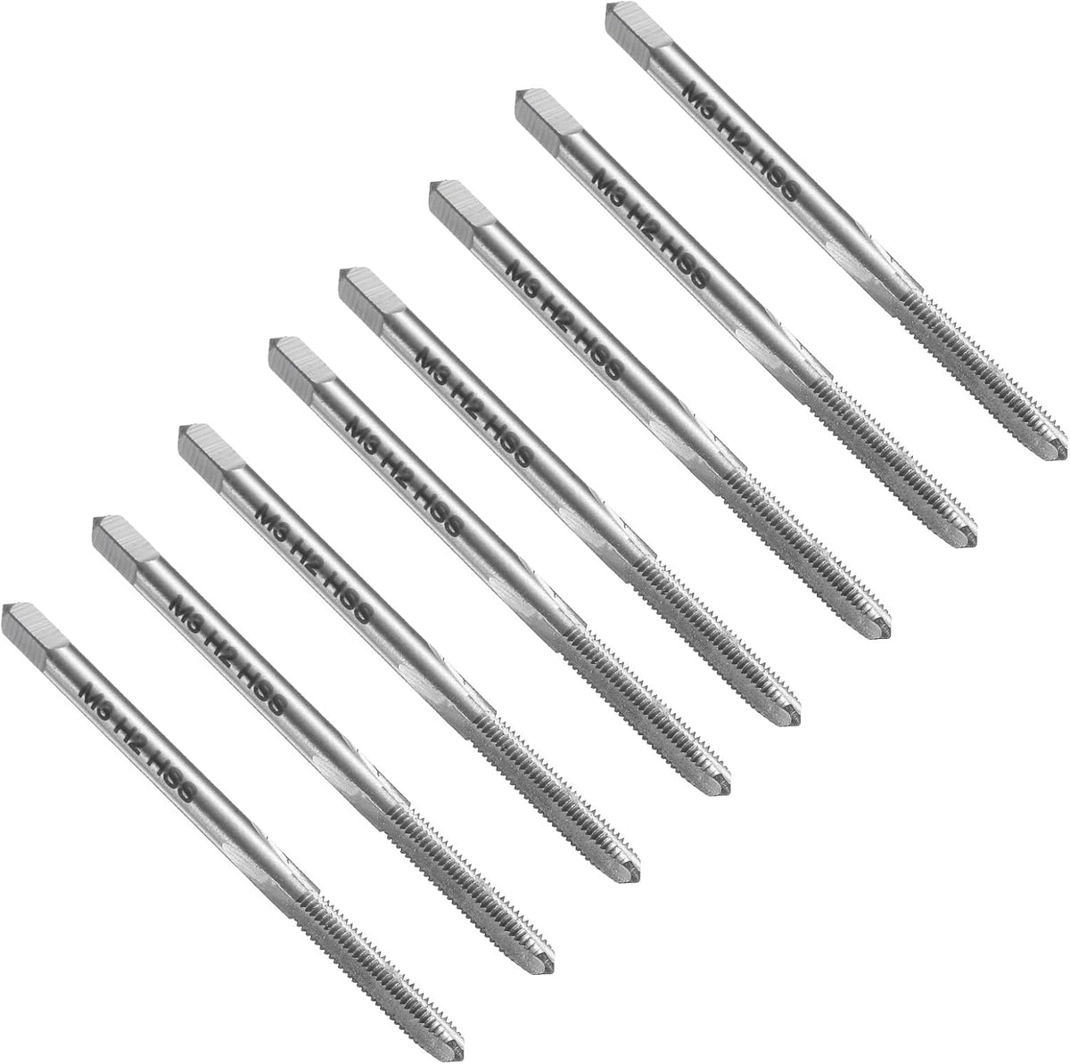 8pcs Straight Flute Thread Tap, M3 x 0.5 Metric Screw Threading Tapping Tool Thread Milling Machine Taps, High-Speed Steel 6542 (HSS 6542)