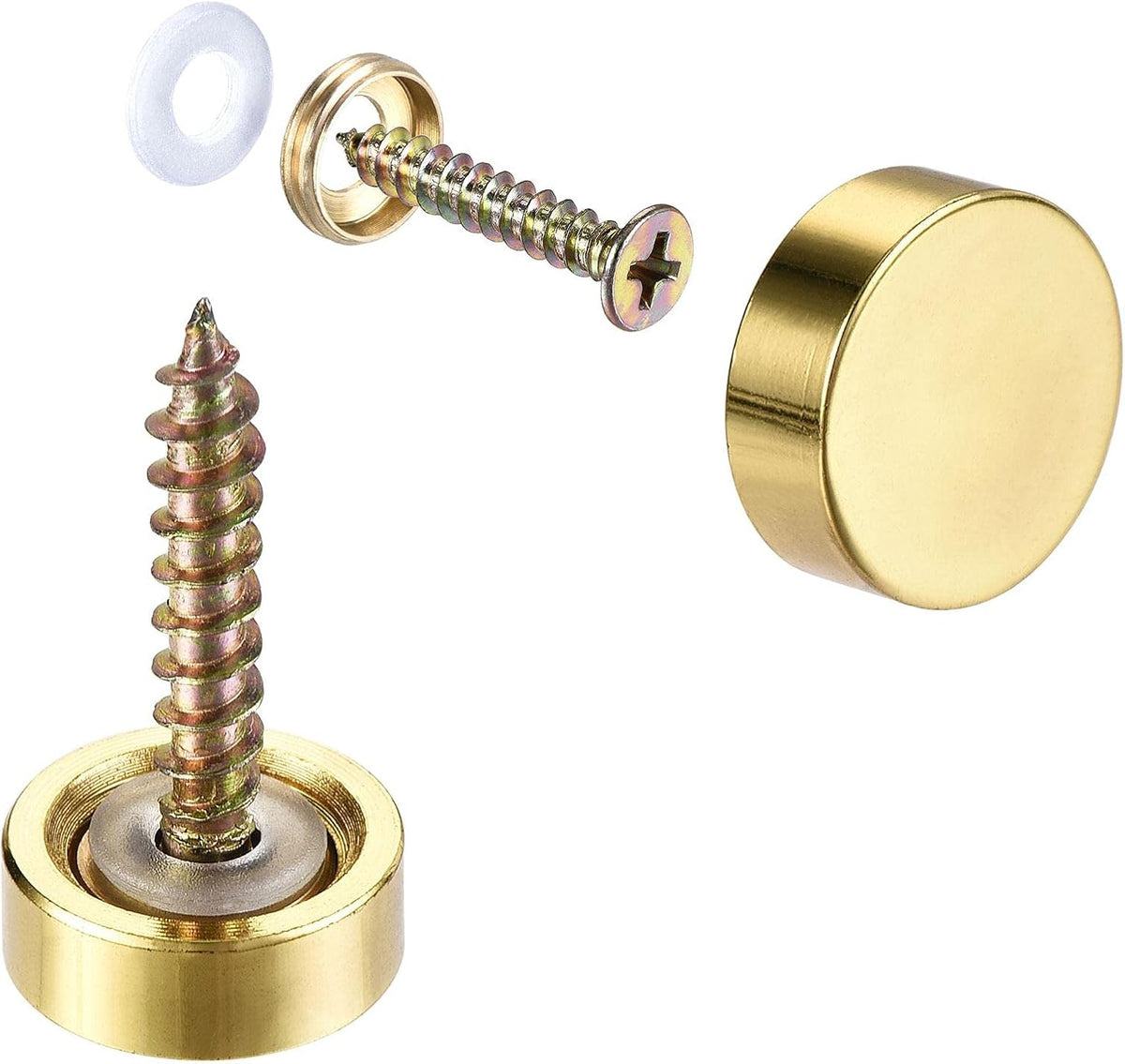 Mirror Screws, 14mm/0.55", 20pcs Decorative Cap Fasteners Cover Nails, Electroplating, Bright Gold Metal