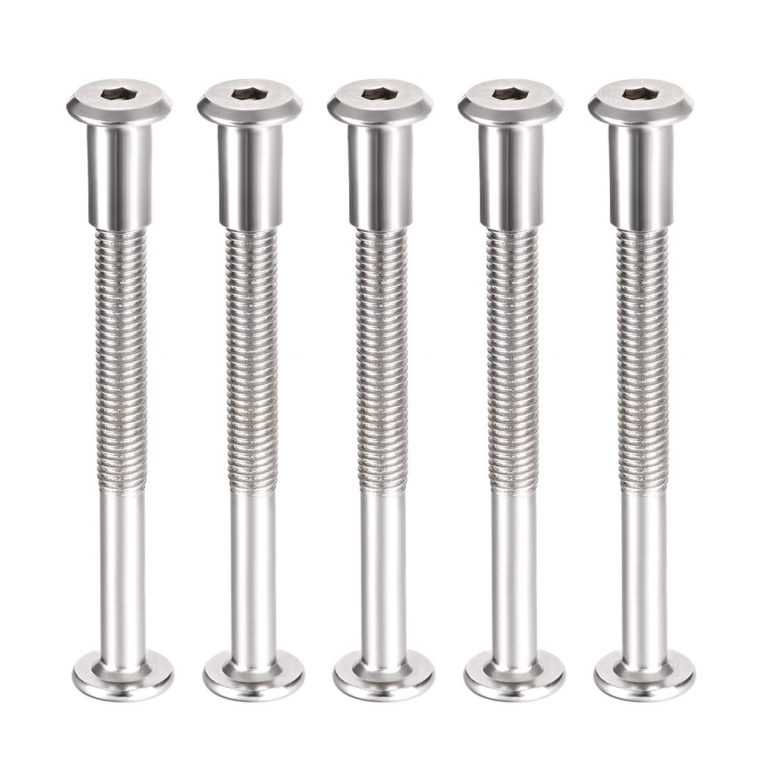 Screw Post Fit for 3/8"(10mm) Hole Dia, Male M8x90mm Belt Buckle Binding Bolts Leather Fastener Carbon Steel 5 Sets
