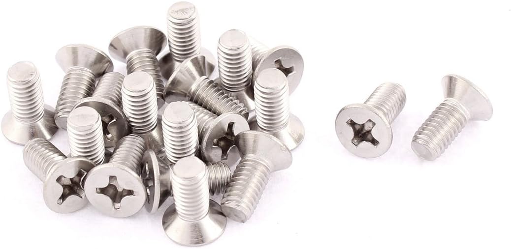 M6-1 x 14mm Fine Thread Phillips Head Countersunk Bolts Machine Screws Fasteners 20pcs