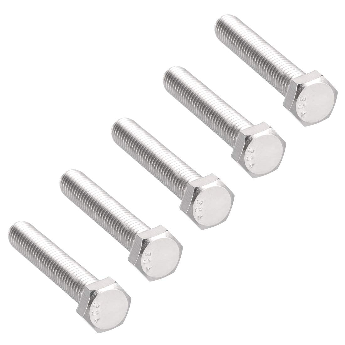 3/8-16x2-1/4 Hex Bolts 304 Stainless Steel Hexagon Screw Bolt 5pcs