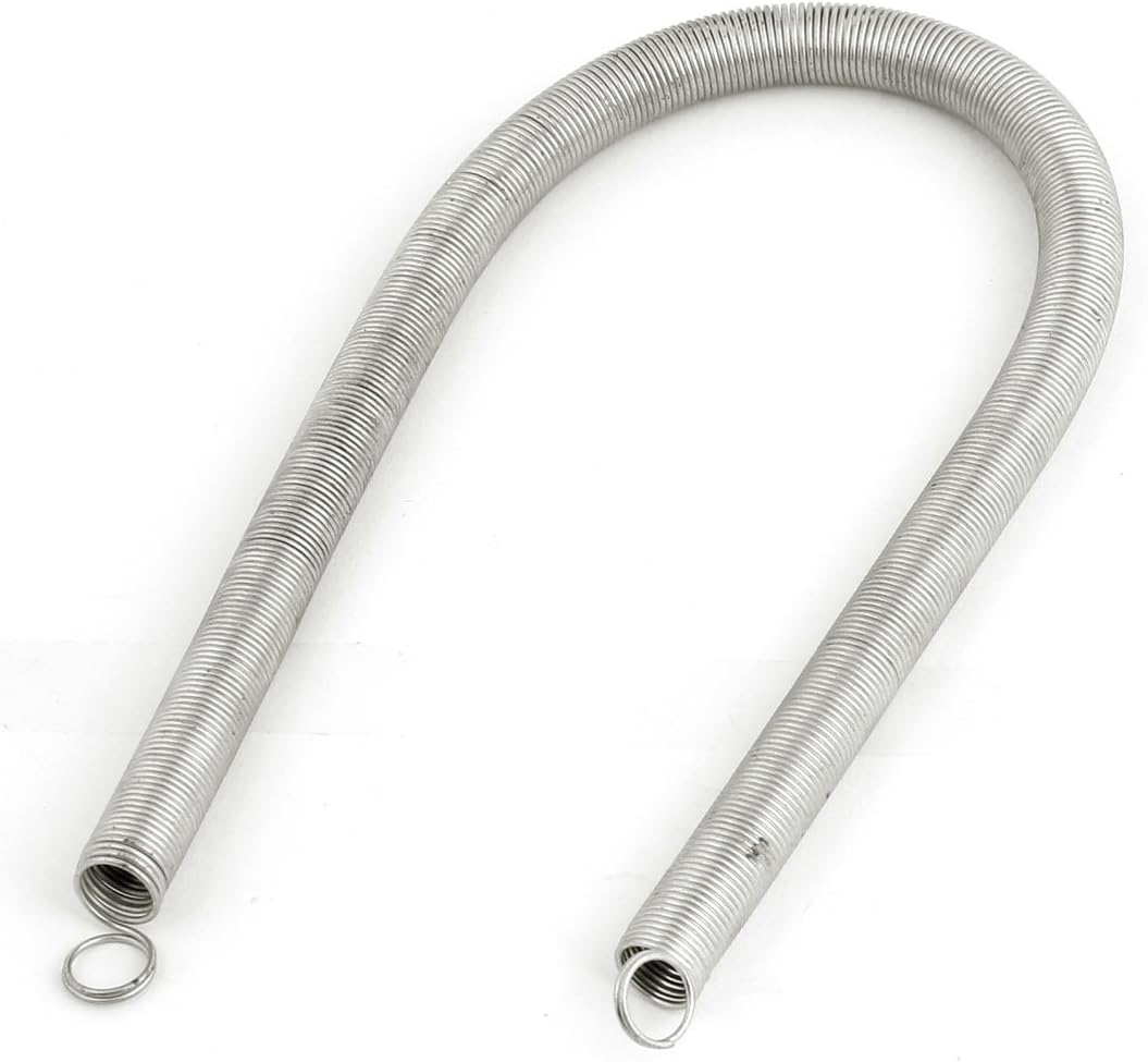 Metal Tension Coil Extension Helical Spring Hook 31cm Long Silver Tone