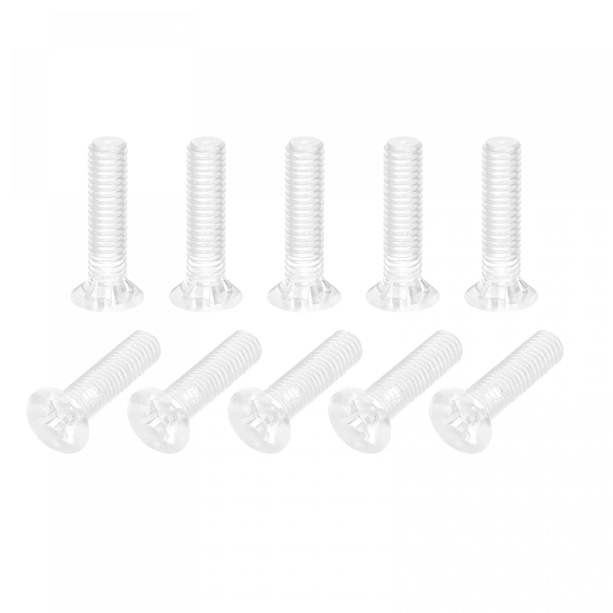 M6 x 25mm Plastic Phillips Machine Screws, PC Flat Head Machine Bolts Transparent 25pcs