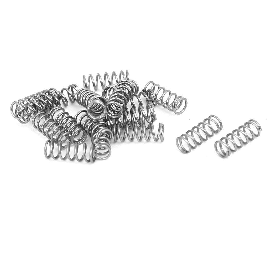 Compression Spring,304 Stainless Steel,4mm OD,0.5mm Wire Size,10mm Free Length,Silver Tone,20Pcs