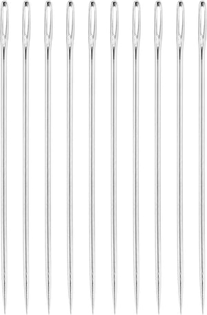 50 Pcs Large Eye Sewing Needles, 1.26 Inch 0.6mm High Carbon Iron Embroidery Thread Needle Sewing Big Eye Needle Knitting Needles for Hand Sewing Art Crafts, Silver