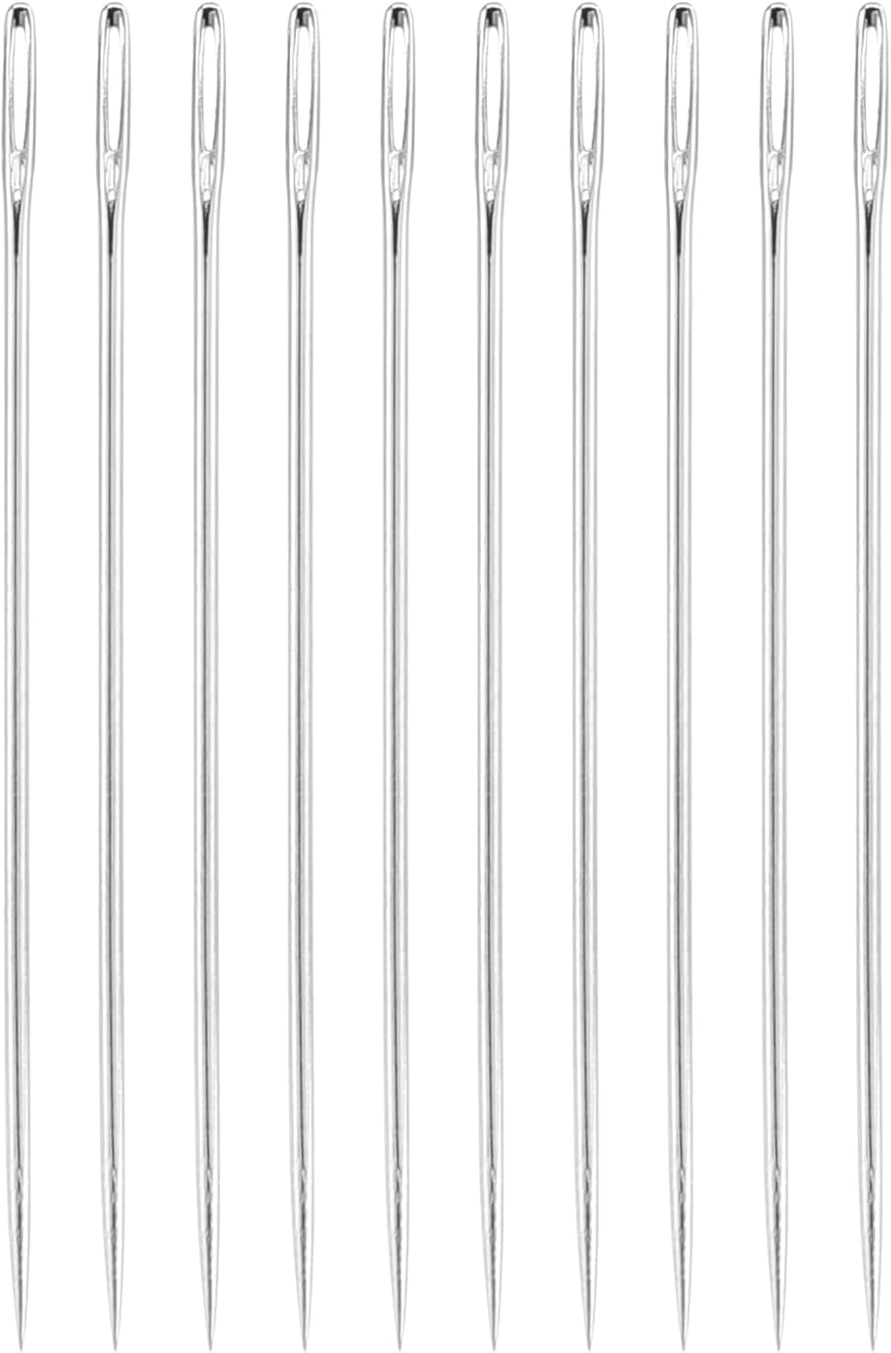 50 Pcs Large Eye Sewing Needles, 1.26 Inch 0.6mm High Carbon Iron Embroidery Thread Needle Sewing Big Eye Needle Knitting Needles for Hand Sewing Art Crafts, Silver