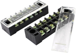 2 Pcs 600V 15A 6P Screw Electric Barrier Terminal Block Wire Connector