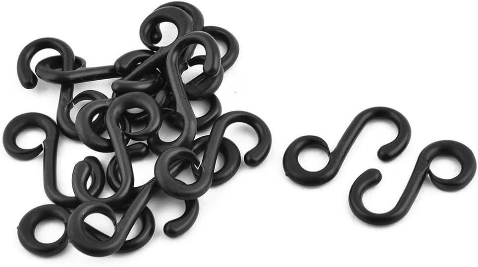 LinkMejor Plastic Bag S Shape Strap Connective Swivel Snap Ring Hooks Buckle 15pcs Black