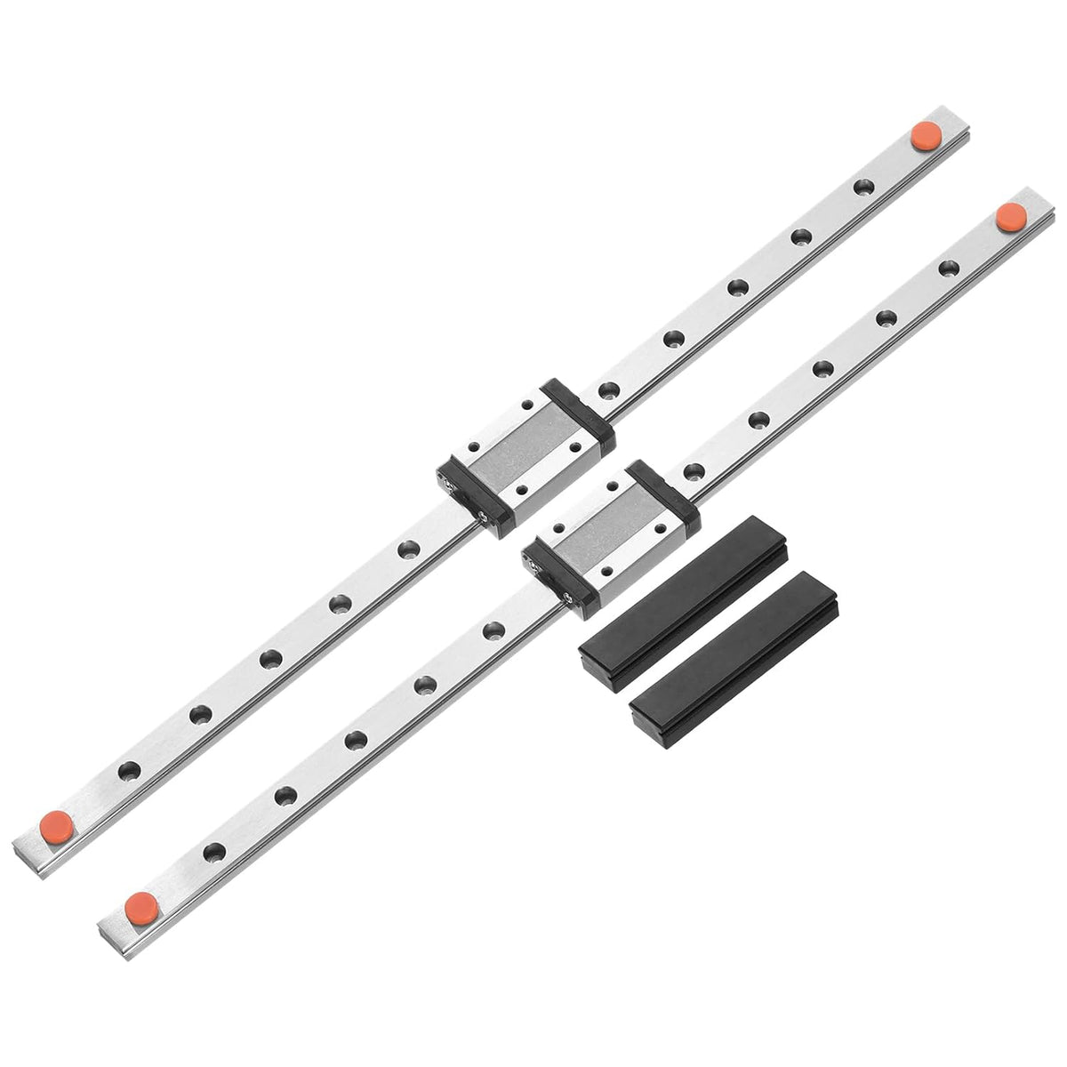 2pcs MGN12 350mm Linear Guide Rail with 2pcs MGN12H Sliding Carriage Block and 2pcs Plastic Mini MGN12 Linear Guide for DIY 3D Printers and CNC Machine, Black
