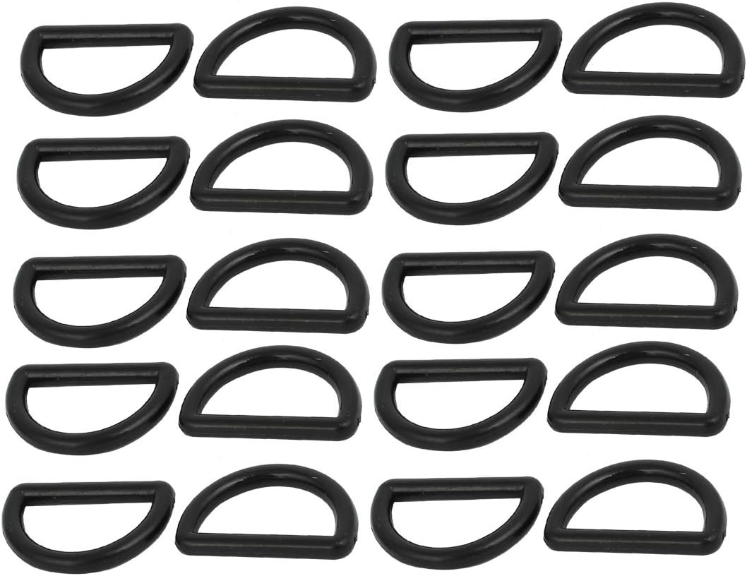 LinkMejor 15mm Inner Width Plastic D Ring Belt Buckle Accessories Black 20pcs