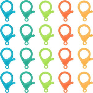 100 Pcs Mixed Colors Hard Plastic Lobster Claw Clasps Lanyard Snap Clip Hooks (Bright Green/Green/Orange/Yellow/Lake Blue)