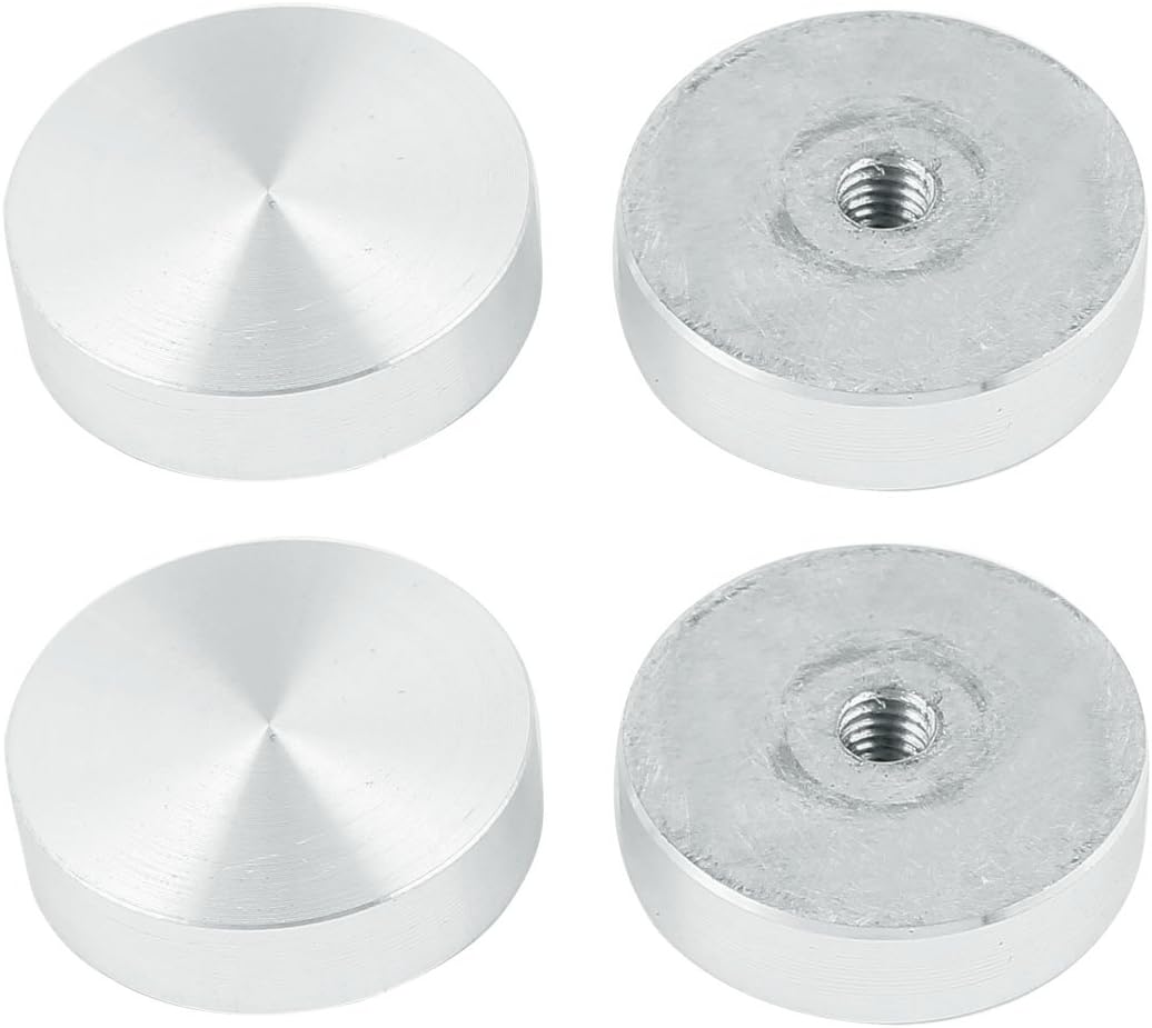 M6 Thread 30mm Diameter Round Shape Aluminum Disc Hardware 4pcs for Glass Table