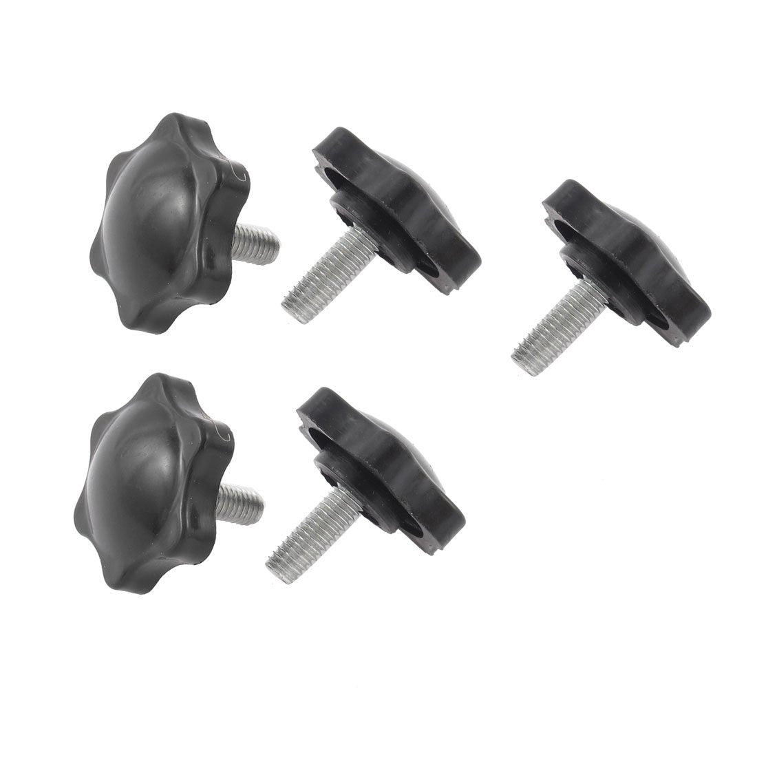 a15033100ux0264 M6 x 16 mm Male Thread Star Shaped Head Clamping Screw Knob, Metal/Plastic 5 Pieces