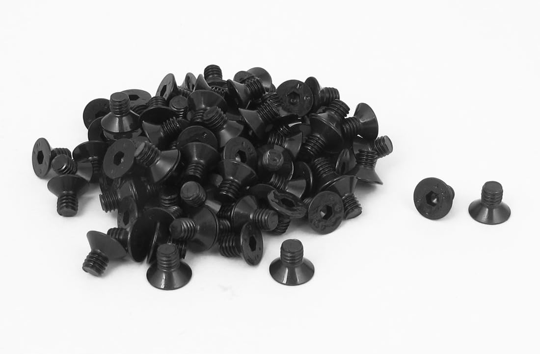 M4 x 6mm Metric Hex Socket Countersunk Head Screw Bolts Black 100PCS