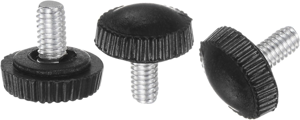 100pcs M4 x 7mm Metric Male Thread Knurled Knobs, Thumb Screw Clamping Knobs Grip Plastic Handle Hand Knobs with Threaded Stud, Black