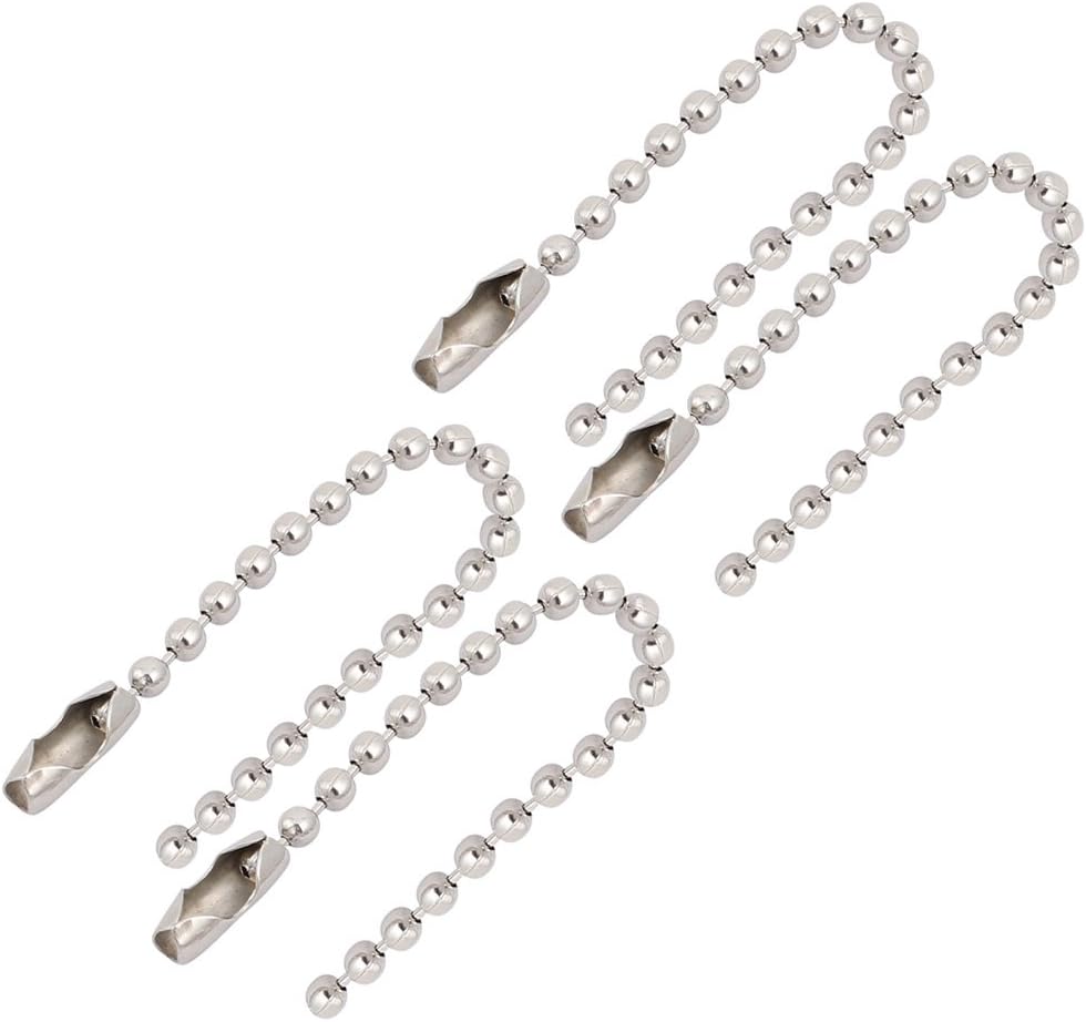 Stainless Steel Bead Ball Chain Keychain 2.4mm by 3 Inches 4pcs