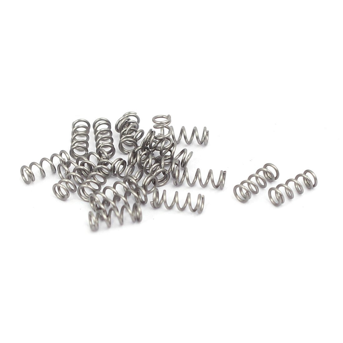 Compression Spring,304 Stainless Steel,2mm OD,0.3mm Wire Size,5mm Free Length,Silver Tone,20Pcs