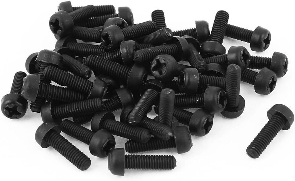 M3 x 10mm Plastic Phillips Pan Head Machine Screws Black 50 PCS