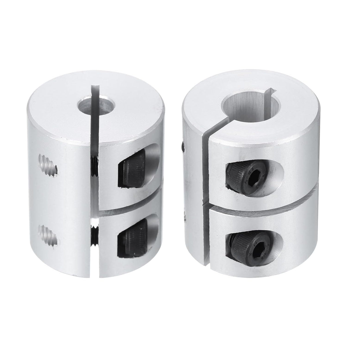 2pcs Shaft Coupling 6.35mm to 10mm Aluminium Single Split Clamping Coupling, Rigid Stepper Motor Wheel Coupler Joint Connector for DIY Model, 3D Printers