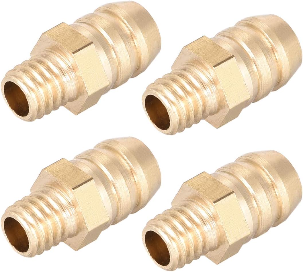 Brass Fitting Connector Metric M6-1 Male to Barb Fit Hose ID 8mm 4pcs