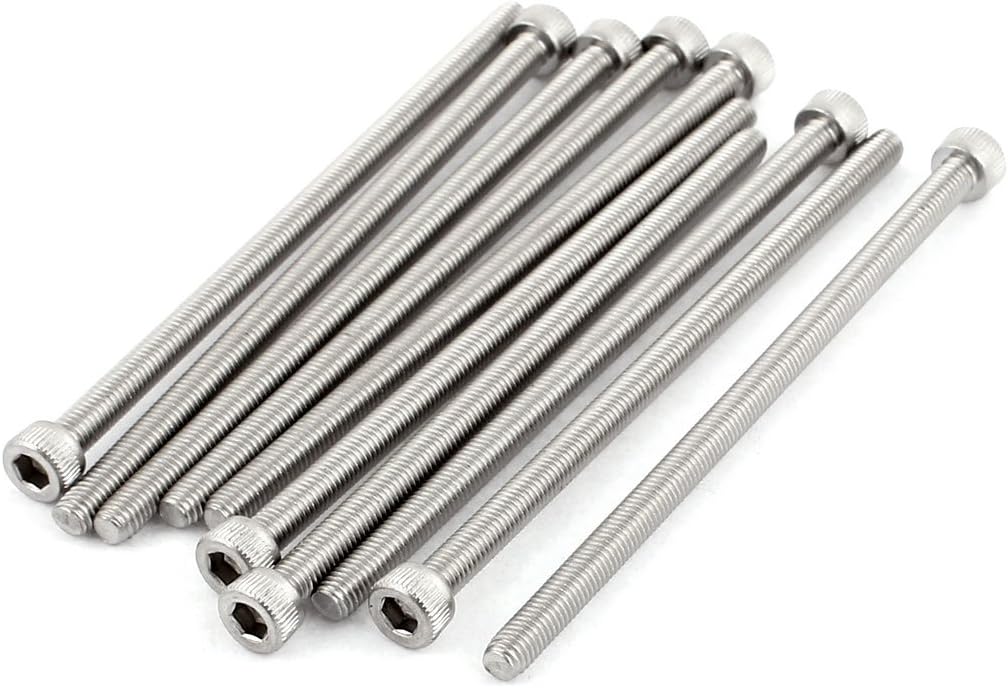 M5x100mm Thread 304 Stainless Steel Hex Socket Head Cap Screw Bolt DIN912 10pcs