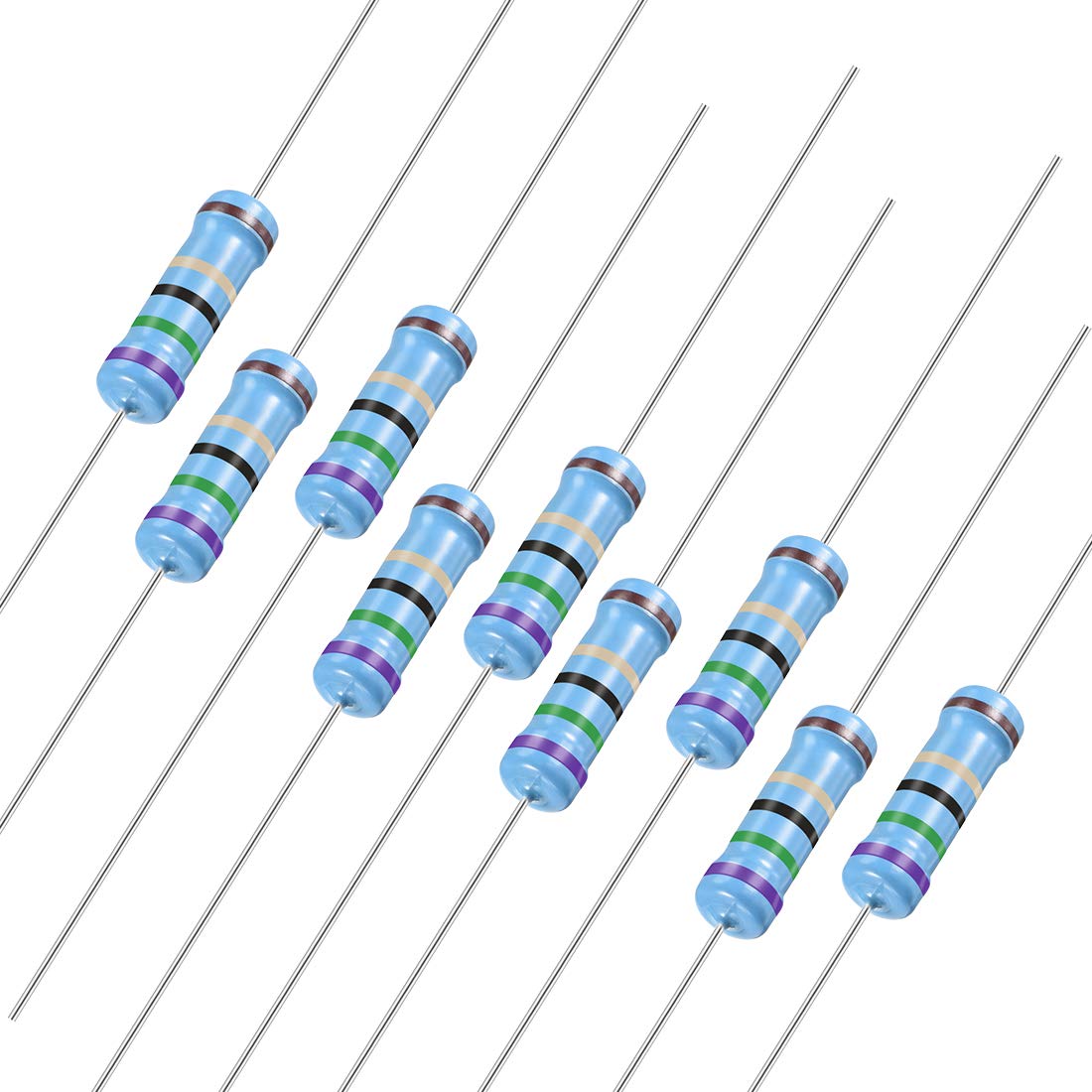 100Pcs 75 Ohm Resistor, 3W 1% Tolerance Metal Film Resistors, Lead, 5 Bands for DIY Electronic Projects and Experiments