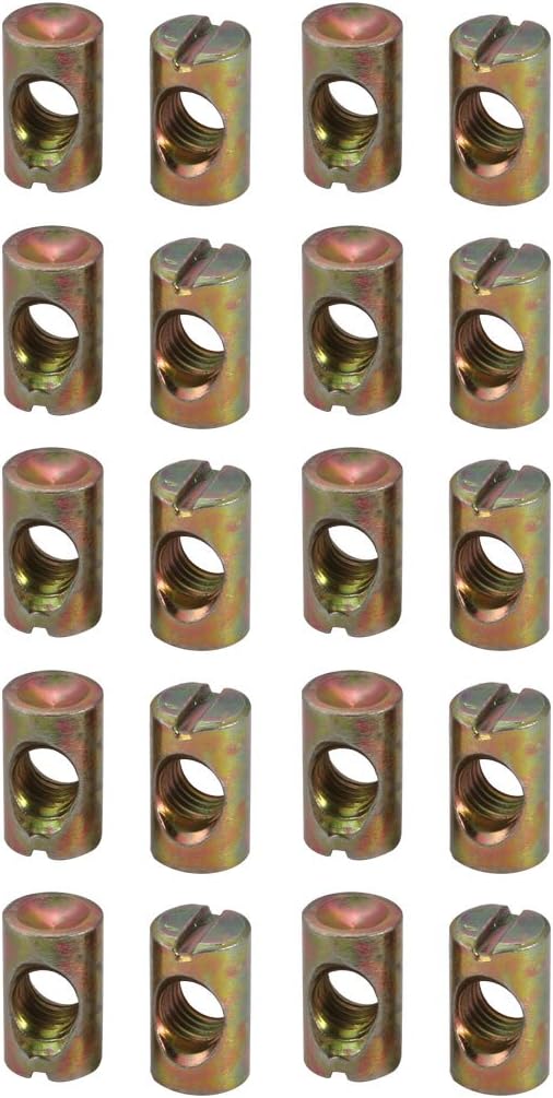 20pcs M8 Thread 20mm Height Zinc Plated Iron Slotted Drive Cross Dowel Nuts