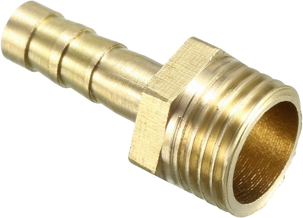 Brass Barb Hose Fitting Connector Adapter 6mm Barbed x G1/4 Male Pipe Yellow