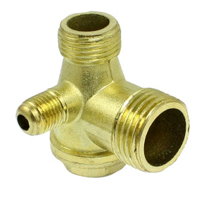 Air Compressor Check Valve, G1/2 x G3/8 x G1/8 Male Thread (21mmx16mmx10mm), 3 Way Pneumatic Brass Valve