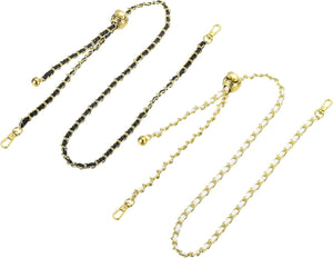 2 Pcs Purse Chain Strap, 47 Inch Adjustable Bag Chains Strap Replacement Crossbody Chain Strap Handbag Chains for DIY Wallet Clutch Bags, Black/Gold, White/Gold