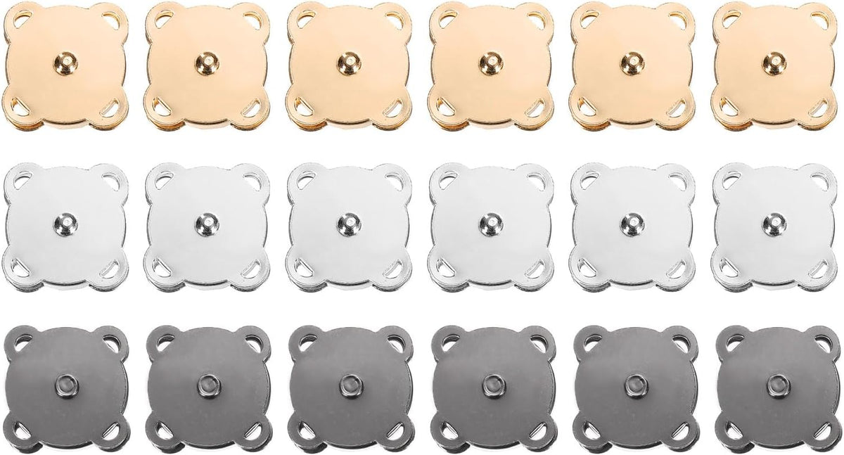 18pcs Plum Magnetic Snap Buckles, Sew on Toggle Closure Buckle, Snap Buttons Tab Buckle Fasteners Buttons Replacement for Pouches Jacket DIY Craft Sewing, Mixed Color