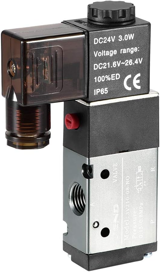 DC 24V 3 Way 2 Position 1/4" PT,Pneumatic Air Control NO Solenoid Valve,Internally Single Piloted Acting Type,3V210-08