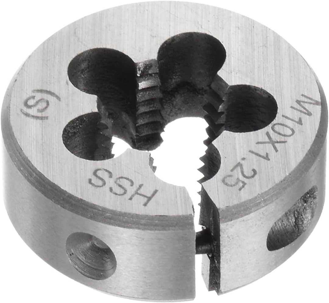 Round Threading Dies, Metric M10 x 1.25 Thread (Right Hand), Adjustable High Speed Steel (HSS) Screw Cutting Die Repair Tool
