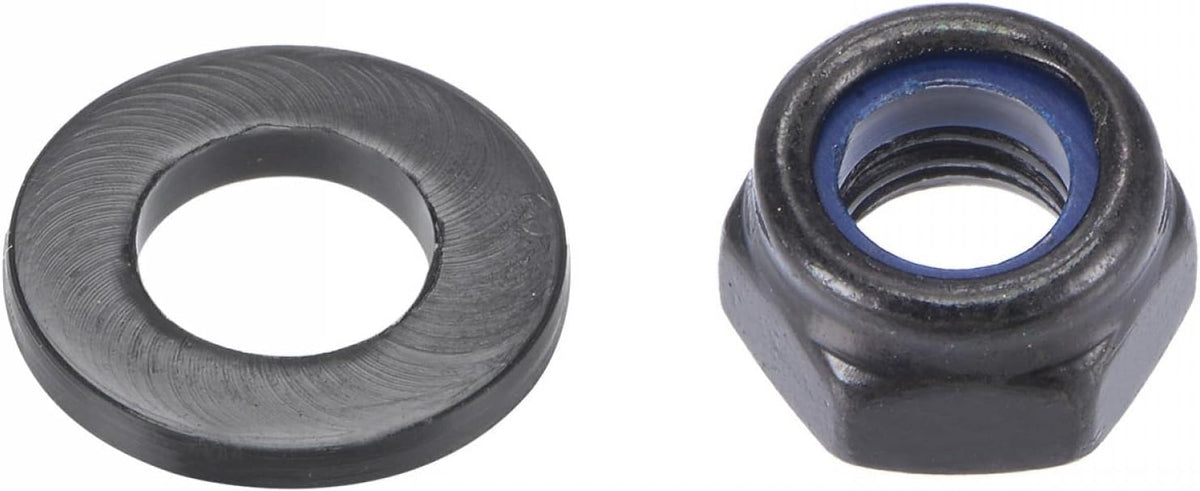 50pcs M5 Carbon Steel Black Zinc Plated Hex Lock Nuts and 100pcs M5 Nylon Flat Insulating Washers