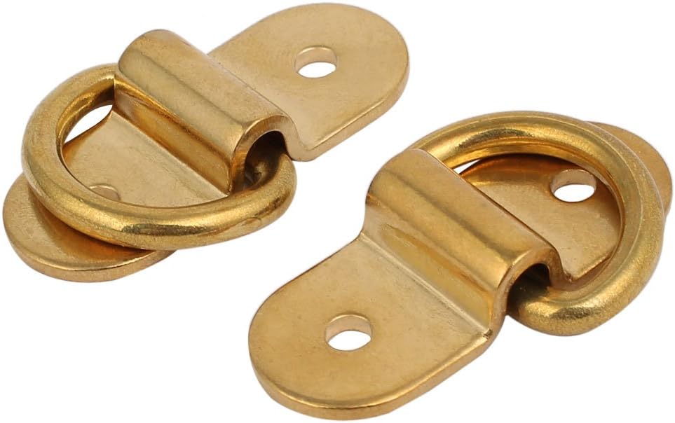 LinkMejor 4/5" D Ring Brass Surface-Mounted Tie Down Lashing Ring w Screws 2pcs