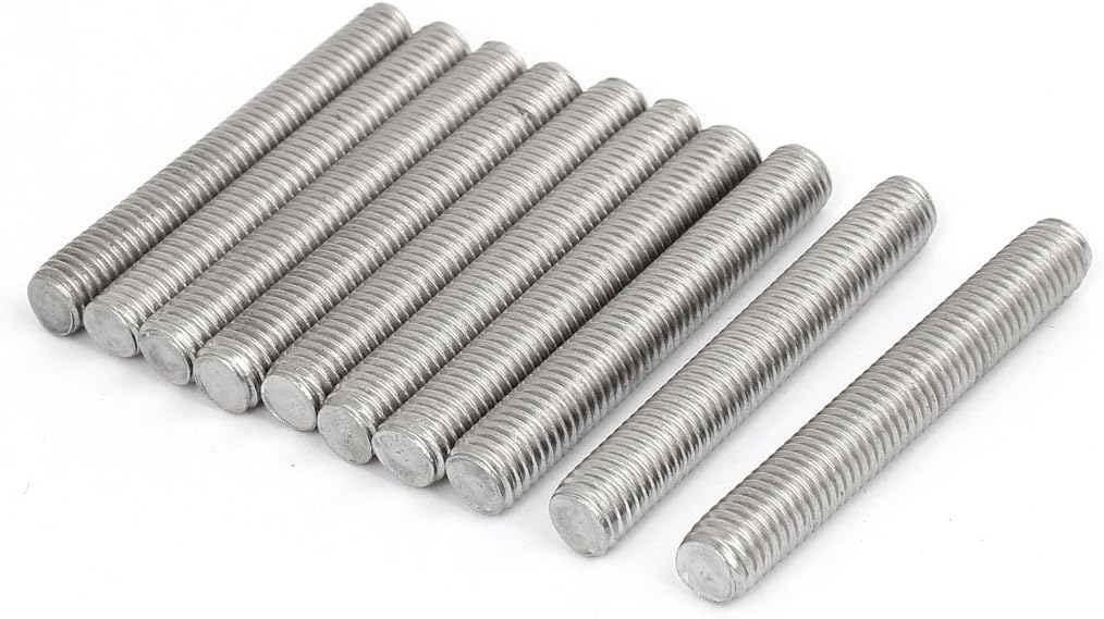 M10 x 70mm 304 Stainless Steel Fully Threaded Rods Bar Studs Silver Tone 10 Pcs